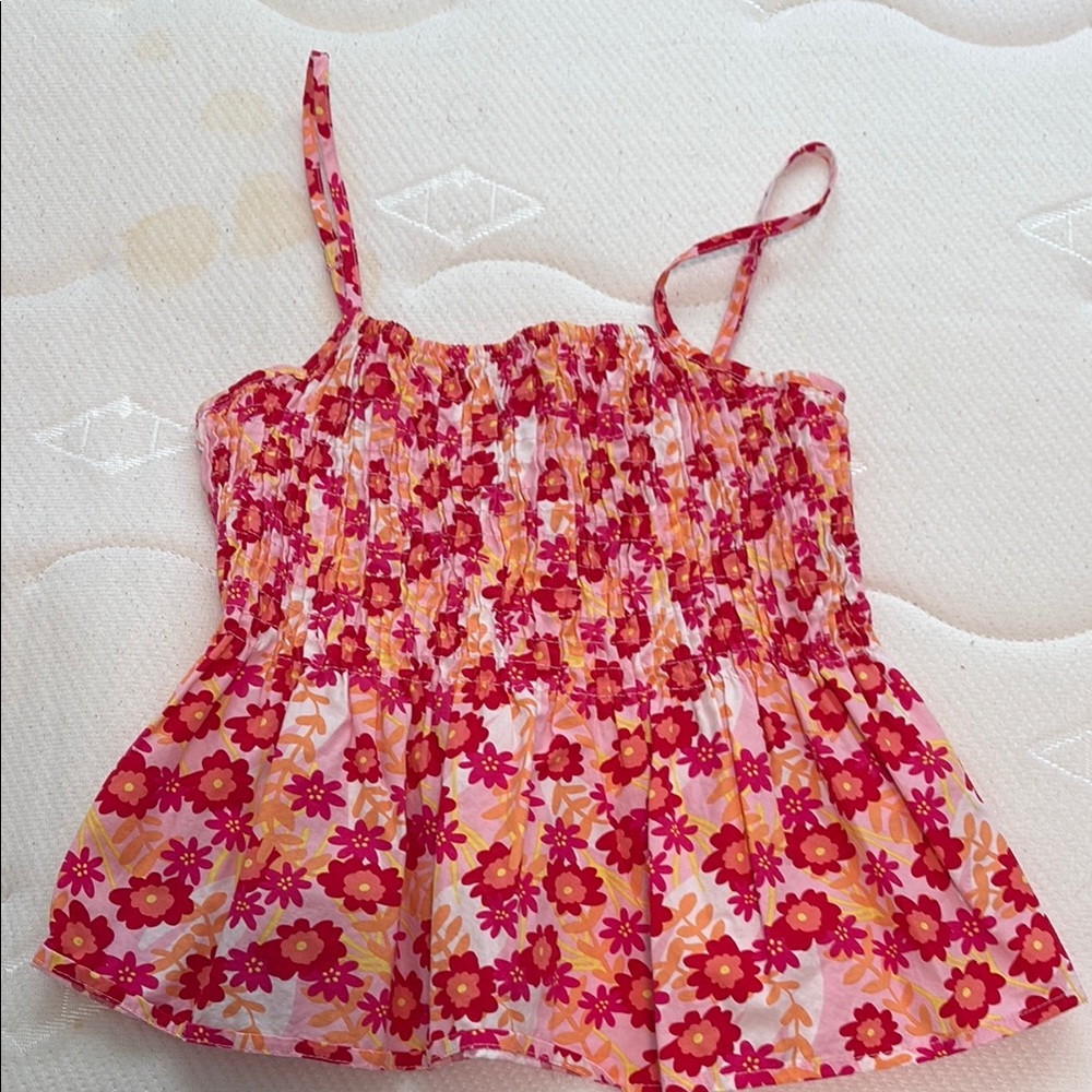 Freshman Pink and Red Smocked Top